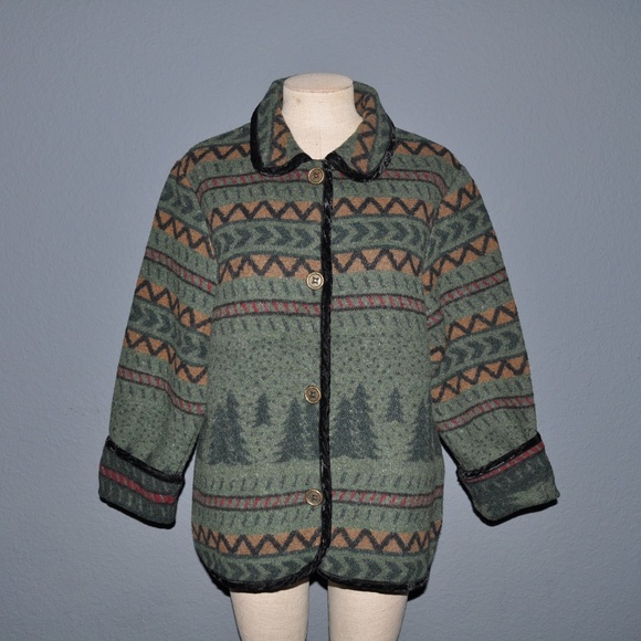 Coldwater Creek Jackets & Blazers - Vintage COLDWATER CREEK Tree Print Blanket Jacket